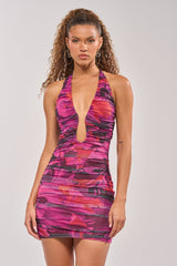 ISLAND TIME FLORAL MESH MINI DRESS