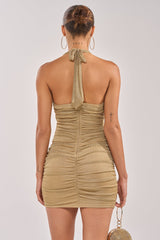 SERPENTI PLUNGE MINI DRESS IN METALLIC GOLD