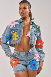FLOWER PATCH DENIM JACKET