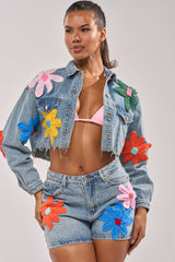 FLOWER PATCH DENIM JACKET