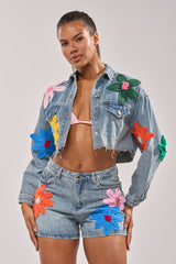FLOWER PATCH DENIM JACKET