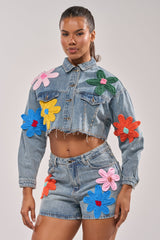 FLOWER PATCH DENIM JACKET