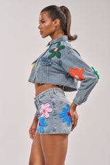 FLOWER PATCH DENIM JACKET