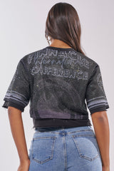 HIDDEN GEM RHINESTONE CROPPED TEE