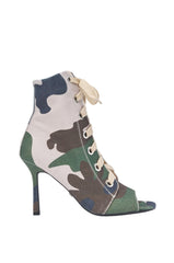 AZALEA WANG ROOFTOP CAMO OPEN TOE LACE UP BOOTIE