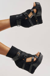 AZALEA WANG ROTHKO WEDGE SANDAL IN BLACK