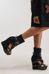 AZALEA WANG ROTHKO WEDGE SANDAL IN BLACK