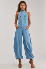 JETSETTER JUMPSUIT IN LIGHT BLUE DENIM