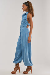 JETSETTER JUMPSUIT IN LIGHT BLUE DENIM