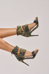 AKIRA GOLD CAMO GREEN PRINTED STILETTO