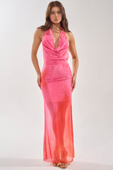 FEMME FLARE COWL NECK MAXI DRESS