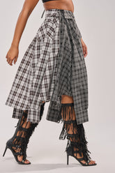 FALL VIBES PLAID MIDI SKIRT