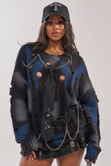 RAWR DISTRESSED OVERSIZED SWEATER