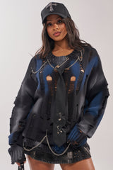 RAWR DISTRESSED OVERSIZED SWEATER