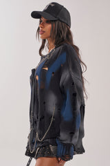 RAWR DISTRESSED OVERSIZED SWEATER