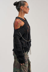 CHOPPED UP DRISTRESSED SWEATER