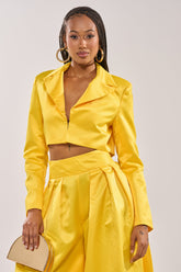 BLOOMING CROP SATIN BLAZER