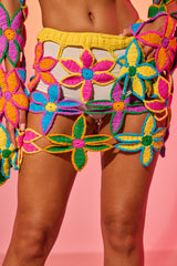 FLORAL FIELDS CROCHET MINI SKIRT