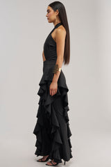 DANCE BREAK RUFFLE JUMPSUIT IN BLACK