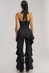 DANCE BREAK RUFFLE JUMPSUIT IN BLACK