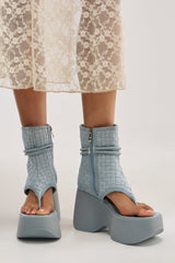 AZALEA WANG SCULLY DENIM FLATFORM SANDAL