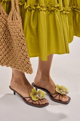 AKIRA SELA CHOCOLATE SLIP ON FLOWER SANDAL