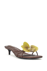 AKIRA SELA CHOCOLATE SLIP ON FLOWER SANDAL