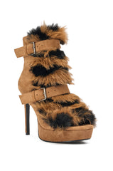 AKIRA GOLD SERIOUS BROWN FUR BOOTIE