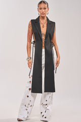 HONEY HONEY TIE VEST IN BLACK