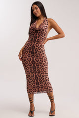 POPPIN' BOTTLES RHINESTONE MAXI DRESS IN LEOPARD