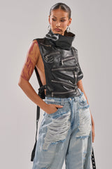 ZIP ME UP TURTLENECK TOP IN BLACK