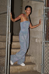 TOO FLY RHINESTONE DENIM JUMPSUIT