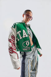 CATCHING FLIGHTS EMBROIDERED BOMBER