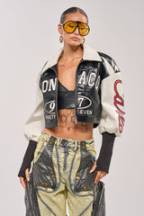 LET'S RACE EMBROIDERED BOMBER