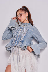 DOUBLE DARE YOU PEPLUM DENIM JACKET