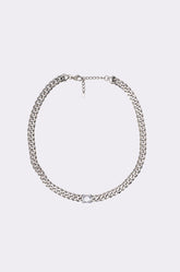 STAINLESS STEEL SQUARE CZ NECKLACE IN SILVER