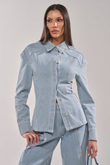 FEEL FREE STRIPE BUTTON DOWN