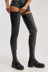 AZALEA WANG SURGICAL FLATFORM BOOT WITH 4 WAY STRETCH IN STRETCH PU