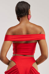 HOTTIE ALERT MESH BLOUSE IN RED