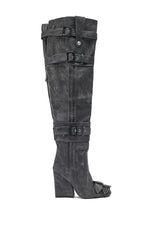 AZALEA WANG TRILLION CHARCOAL CHUNKY THIGH HIGH BOOT
