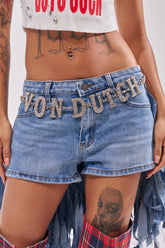 VON DUTCH RHINESTONE CHAIN BELT