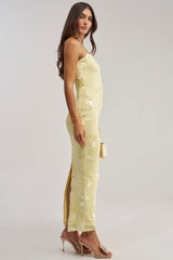 TRY TO KEEP UP FLORAL MIDI DRESS IN YELLOW