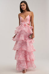 DON'T WAIT UP FLORAL CHIFFON MAXI DRESS