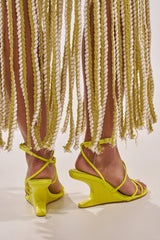 AZALEA WANG VINTARA YELLOW NOVELTY WEDGE STRAP SANDAL