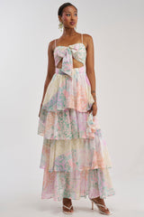 DAY DREAMER MULTICOLORED CHIFFON MAXI DRESS