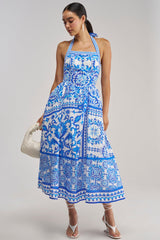 COCO CRUSH PRINTED HALTER MIDI DRESS