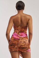 BADDIE CLUB PLUNGING MINI DRESS IN PURPLE MULTI