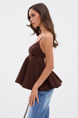 BIBI SCUBA CAMI TOP IN BROWN