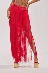 ON THE EDGE FRINGE SKIRT