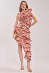 LUST FOR LIFE ASYMMETRICAL BROCADE MINI DRESS
